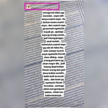 Curhat Okie Agustina di Insta Sory-nya.