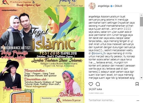 Angel Lelga Bantah Cerai dengan Vicky Prasetyo.[Instagram]