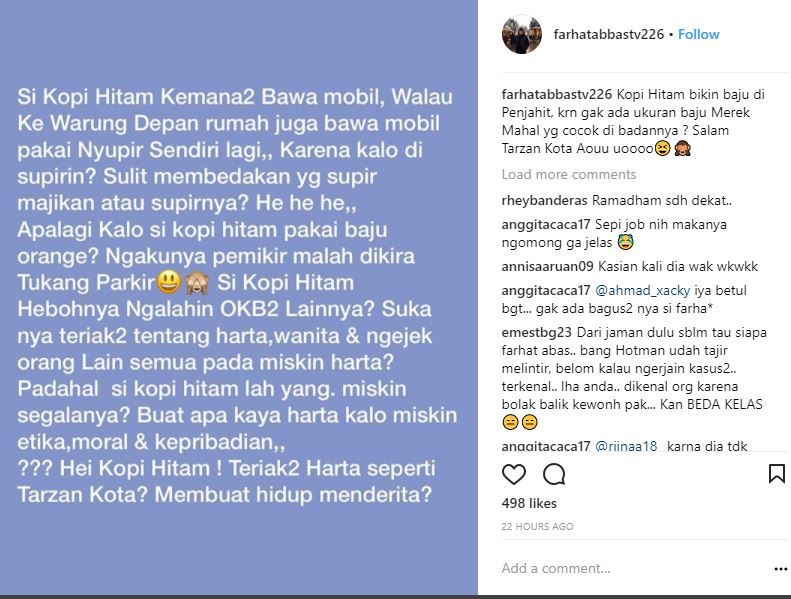 Farhat Abbas - Hotman Paris saling sindir (dok.farhatabbastv226/instagram).