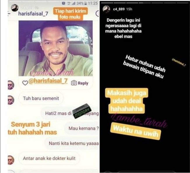 Percakapan Faisal Haris dengan seorang pemilik akun @c4_889. (Instagram)