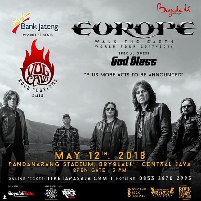 Europe akan datang ke Indonesia, 12 Mei 2018 (volcanorockfestival/instagram).