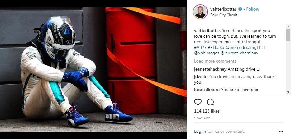 Postingan Valtteri Bottas. [Instagram@valtteribottas]