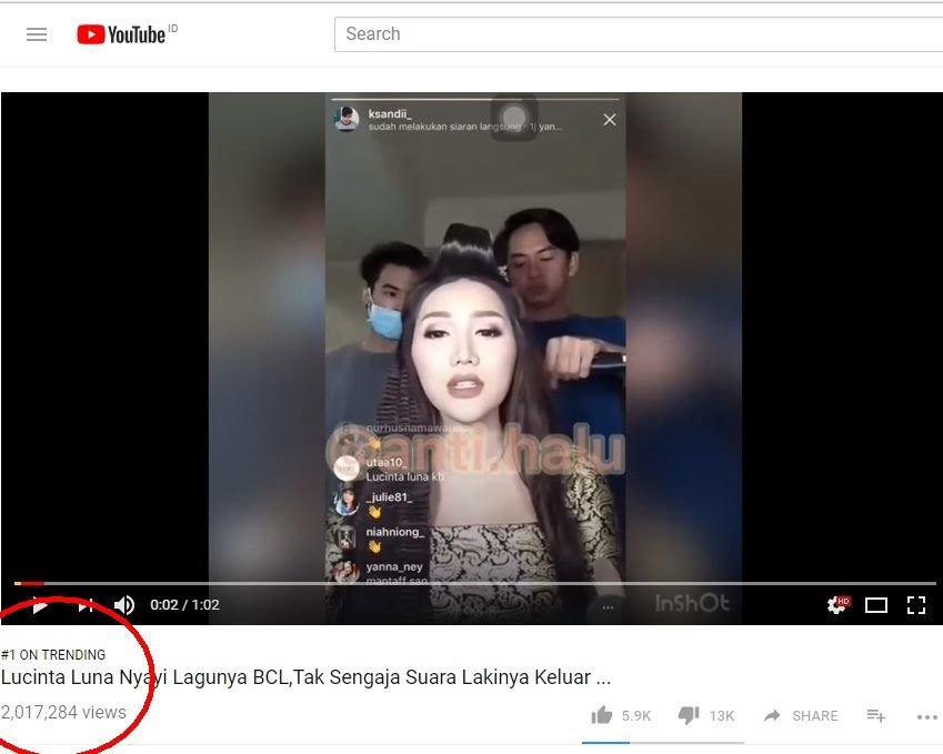 Video Lucinta Luna Trending Nomor 1 YouTube