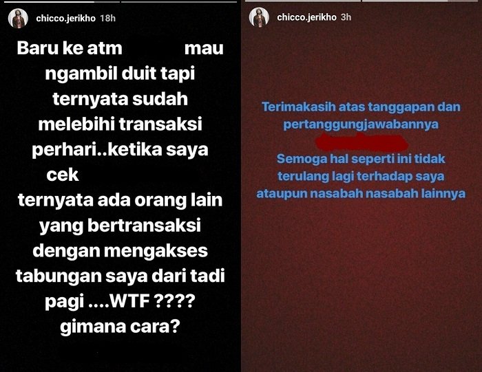 Tabungan Chicco Jerikho kebobolan (chicco.jerikho/instagram). 