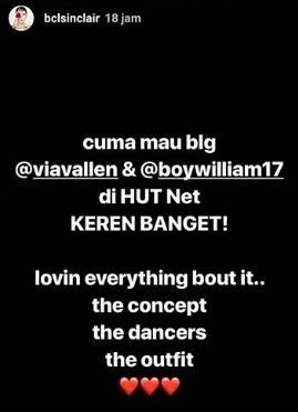 Postingan BCL puji duet Via Vallen dan Boy William. [Instagram]