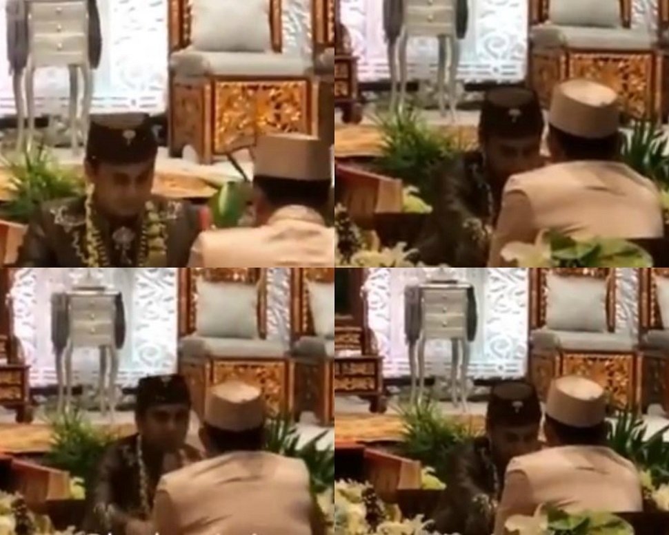Raditya Dika saat pembacaan ijab kabul di Ritz Carlton Hotel, Pacific Place, Jakarta, Sabtu (5/5/2018) [lambenyinyir/instagram]. 