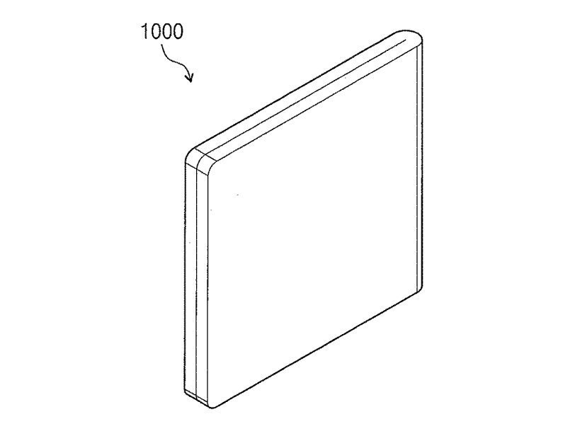 Desain ponsel lipat Samsung seperti yang tertuang dalam dokumen paten di kantor urusan hak paten dan merek dagang Amerika Serikat pada 2 Mei lalu. [US Patent and Trade Mark Office]