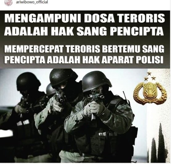 Postingan Ari Wibowo di Instagram.