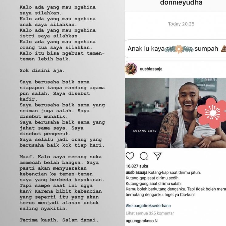 Uus kembali mendapat bully dari warganet di instagram (@uusbiasaaja/instagram).