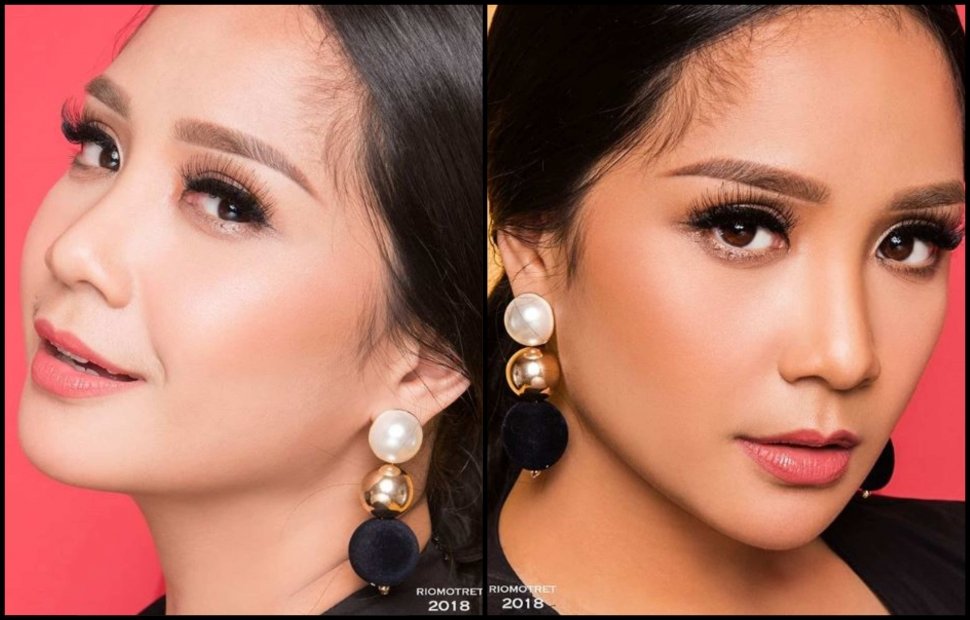 kika: Nagita Slavina sebelum (kiri) dan sesudah (kanan) diedit (riomotret).