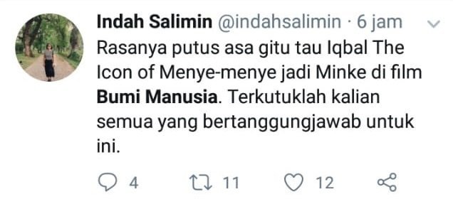 Komentar negatif soal film Bumi Manusia (twitter).