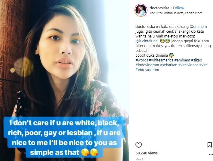 Nasihat Dokter Siska kepada Lucinta Luna (@doctorsiska/instagram).