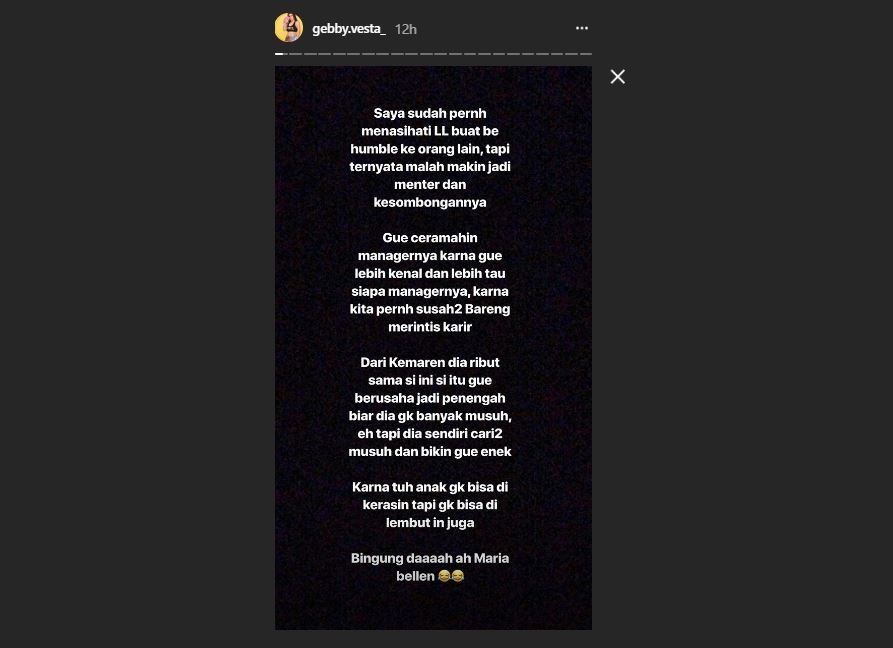 Nasihat Gebby Vesta untuk Lucinta Luna (gebby.vesta/instagram)