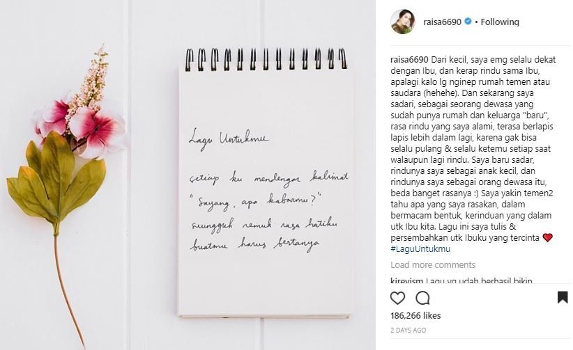 Lirik lagu terbaru Raisa (instagram).