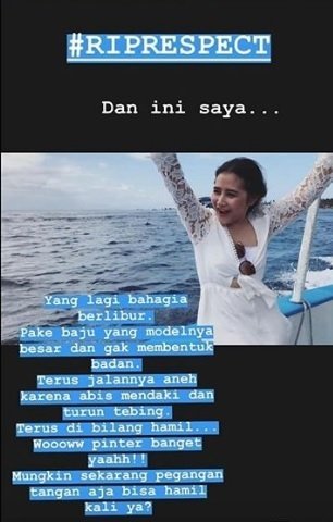 Postingan kekesalan Prilly Latuconsina diisukan hamil di Instagram.