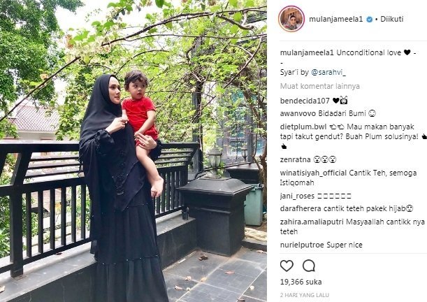 Postingan Mulan Jameela banjir pujian. [Instagram] 