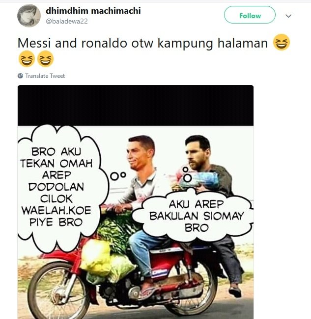 Meme Ronald dan Messi meramaikan media-media sosial sejak Minggu (30/6) setelah Portugal dan Argentina tersingkir dari Piala Dunia 2018. [Twitter]