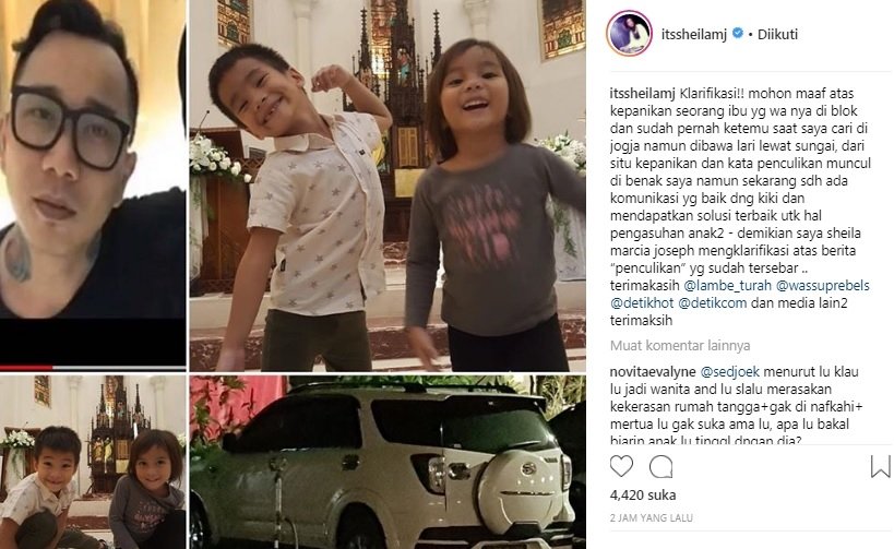 Klarifikasi Sheila Marcia. [Instagram]