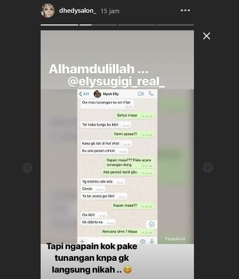 Ely Sugigi akan bertunangan dengan Irfan Sbaztian. (Instagram)