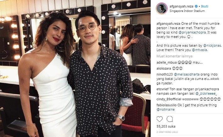 Afgan Syahreza foto bareng Priyanka Chopra. [Instagram] 