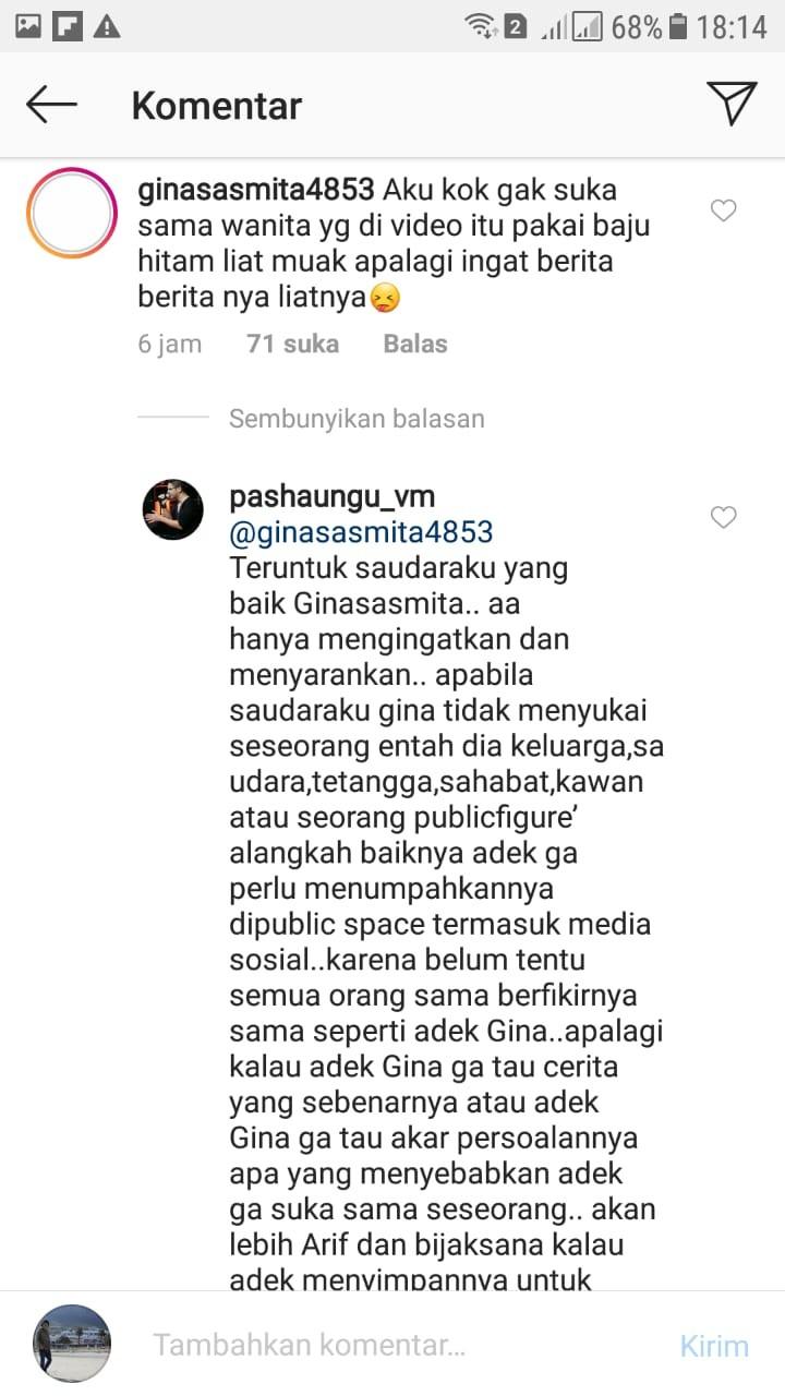 Pasha Ungu bela Ayu Ting Ting. [Instagram] 