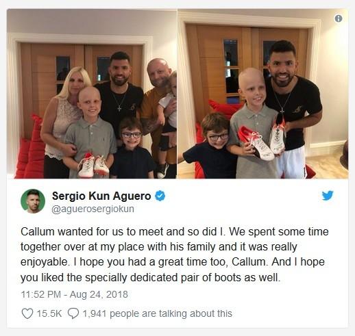 Screenshot Twitter bomber Manchester City Sergio Aguero.