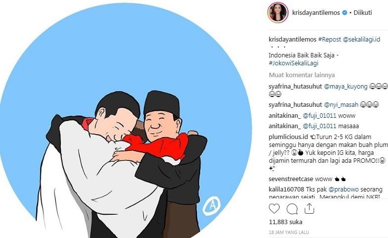 Presiden Joko Widodo dan Prabowo berpelukan. [Instagram] 