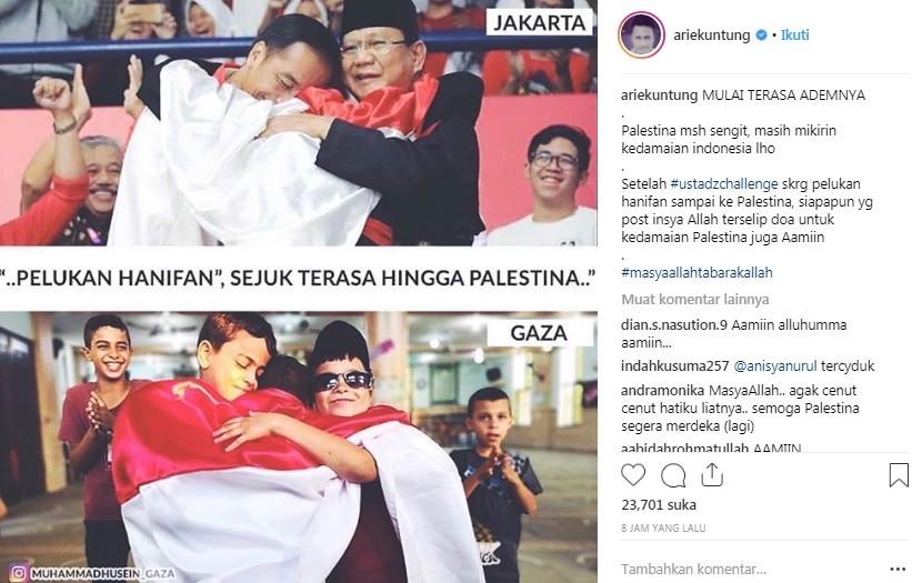Presiden Joko Widodo dan Prabowo berpelukan. [Instagram] 