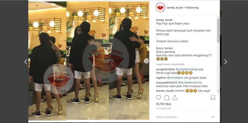 Angel Karamoy mesra dengan seorang pria yang diduga Jose Poernomo. [instagram/lambe_turah]