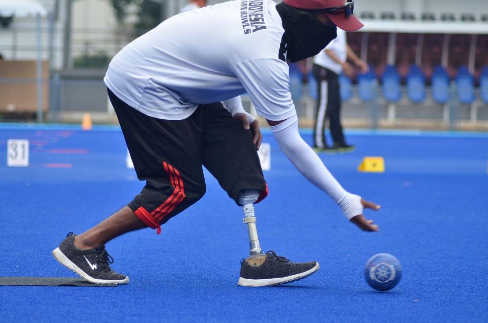 Aksi Latihan Atlet Lawn Bowls Jelang Asian Para Games 2018