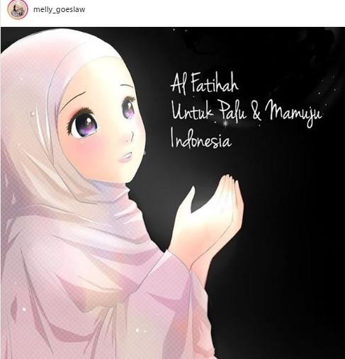 Postingan Melly Goeslaw terkait gempa dan tsunami di Palu dan Donggala. [Instagram]