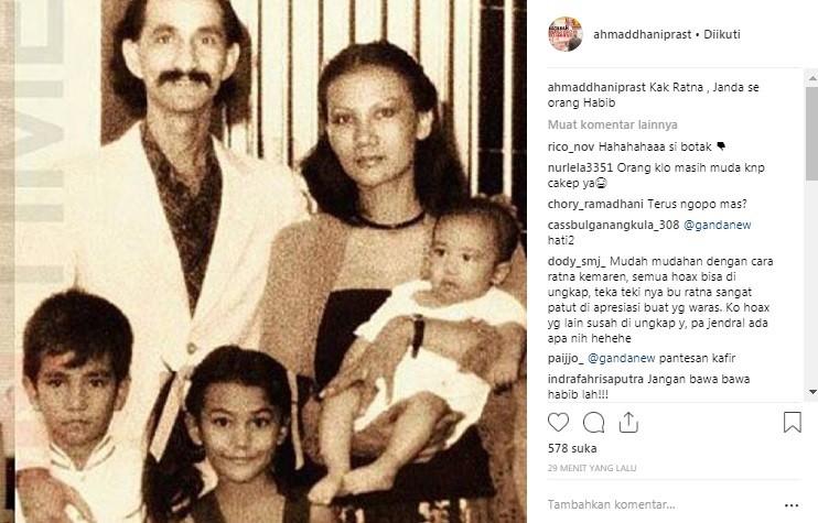 Foto Ratna Sarumpaet saat muda. [Instagram @ahmaddhaniprast] 