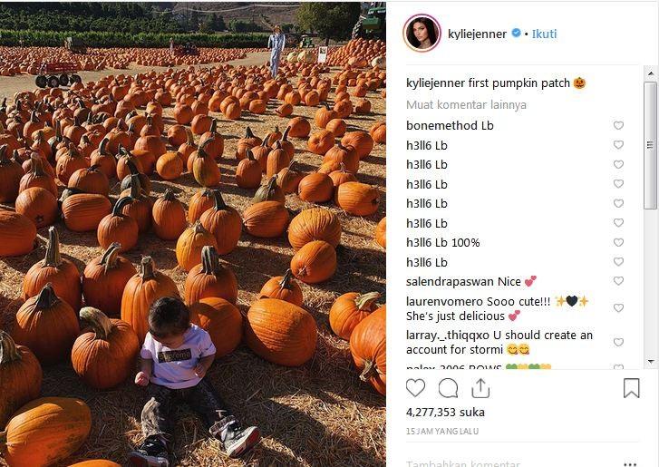 Stormi, anak Kylie Jenner yang bermain di kebun labu [Ig @kyliejenner]