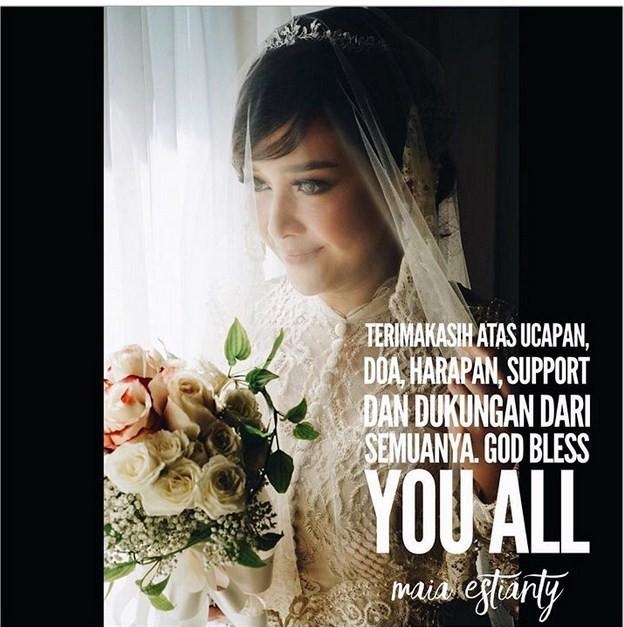 Maia Estianty cantik mengenakan gaun pengantin. (Instagram)