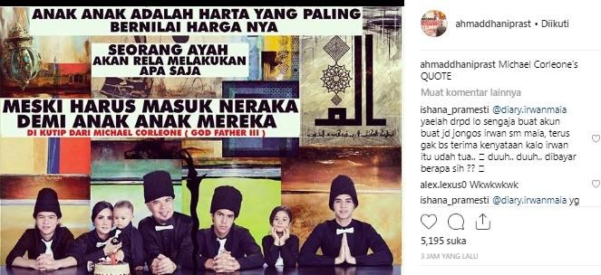 Foto kebersamaan Ahmad Dhani dan Mulan Jameela beserta anak-anaknya. [Instagram @ahmaddhaniprast]