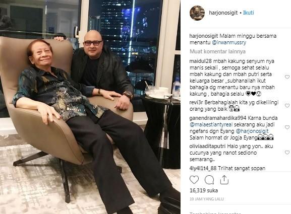 Harjono Sigit, ayah Maia Estianty bersama Irwan Mussry. [Instagram @harjonosigit]