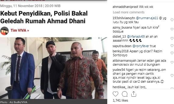 Postingan Ahmad Dhani di Instagram.