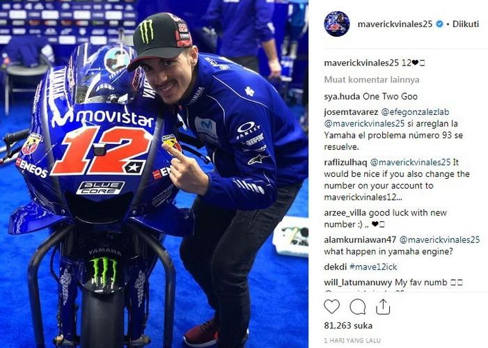 Maverick Vinales mem-posting nomor baru motornya. [Instagram@maverickvinales25]