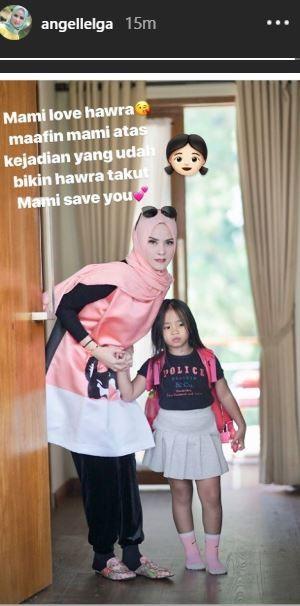 Angel Lelga minta maaf pada Hawra, anak Vicky Prasetyo. [instagram/angellelga]