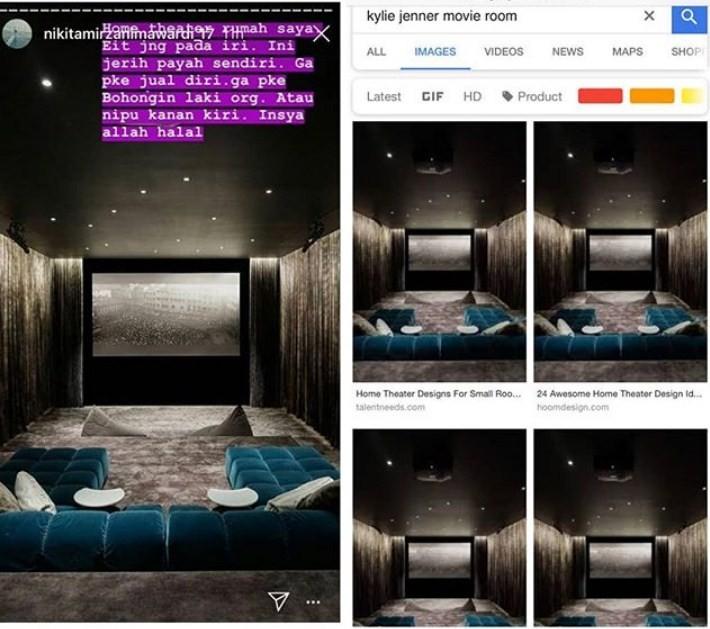 Nikita Mirzani pamer foto home theater di rumahnya, yang ternyata foto di rumah Kylie Jenner? (Instagram)
