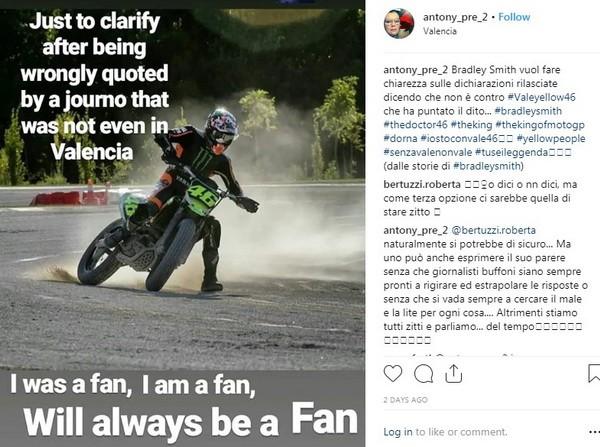 Klarifikasi Bradley Smith yang di-posting ulang oleh pemilik akun Instagram @anthony_pre_2.