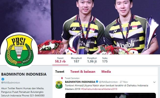 Akun resmi PBSI. [Twitter@INABadminton]