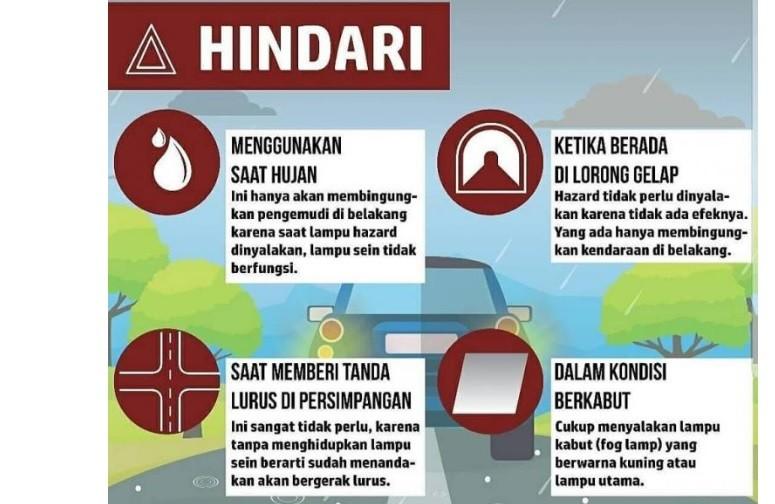 Yang tidak boleh dilakukan dengan lampu darurat [Facebook: RTMC Polda Jabar].