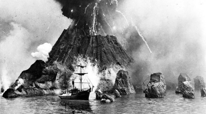 Ilustrasi - Letusan Gunung Krakatau tahun 1883. [Berbeel; 1887]