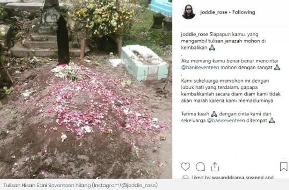 Kondisi makam Bani Seventeen terkini. [Instagram]