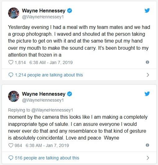 Screenshot Twitter Wayne Hennessey 