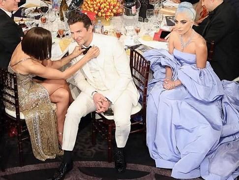 Irina Shayk, Bradley Cooper, dan Lady Gaga. (@lamiscorner/instagram)