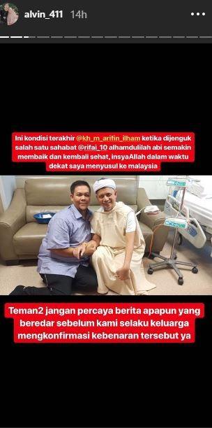 Ustadz Arifin Ilham semakin membaik. [instagram/alvin_411]