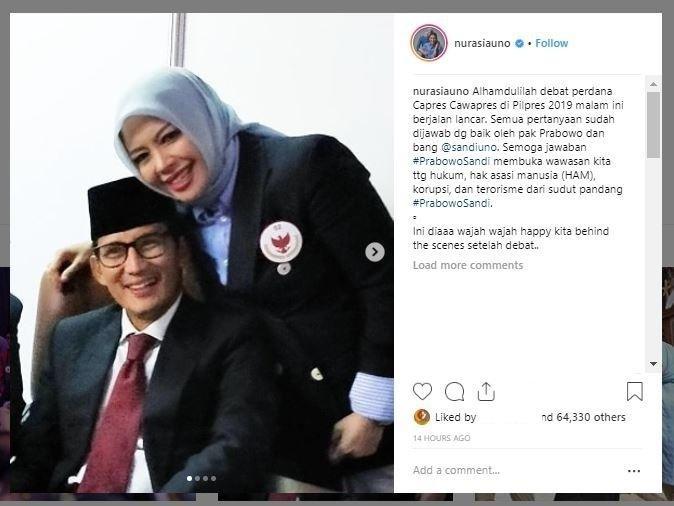 Sandiaga Uno dan Nur Asia. (Instagram/@nurasiauno)