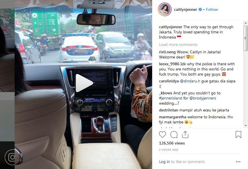 Caitlyn Jenner dikawal mobil Patwal [ig @caitlynjenner]